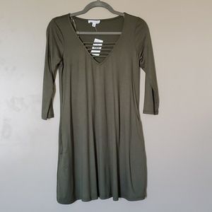 NWT Olive Green 3/4 Sleeve Dress XS